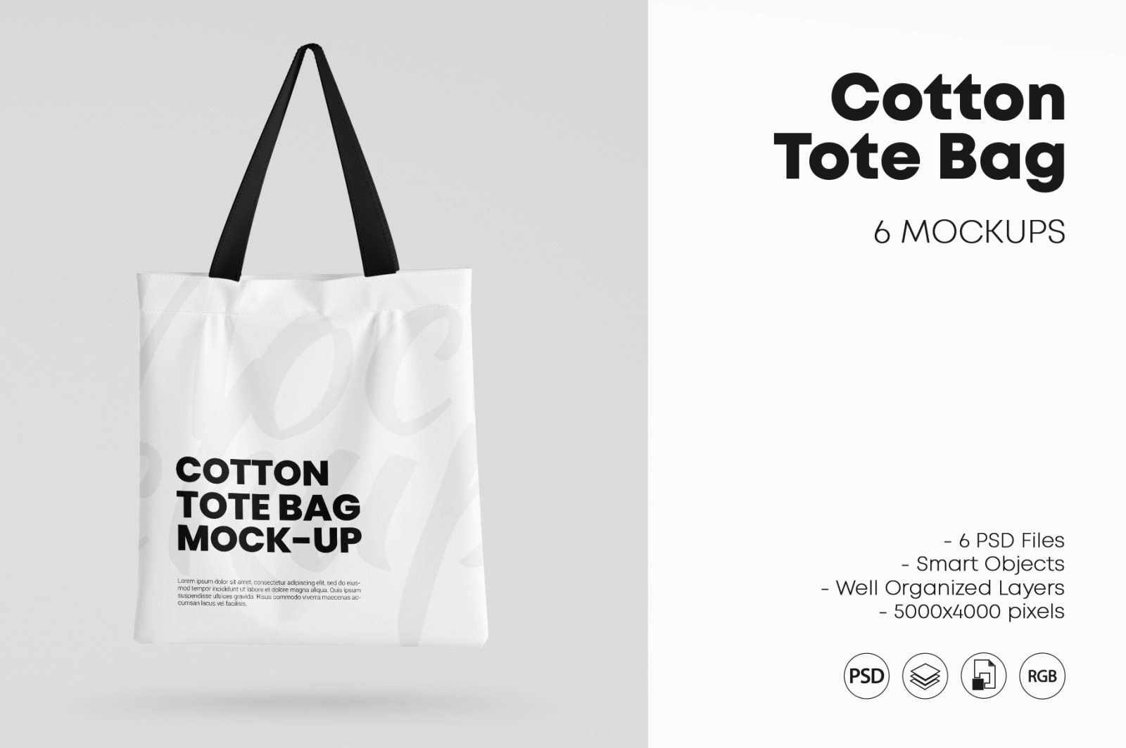 A set of cotton tote bag mockups