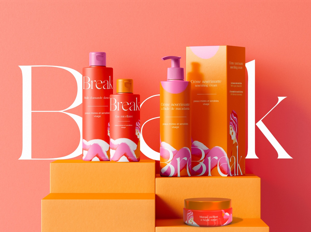An cosmetics packaging with unique typography