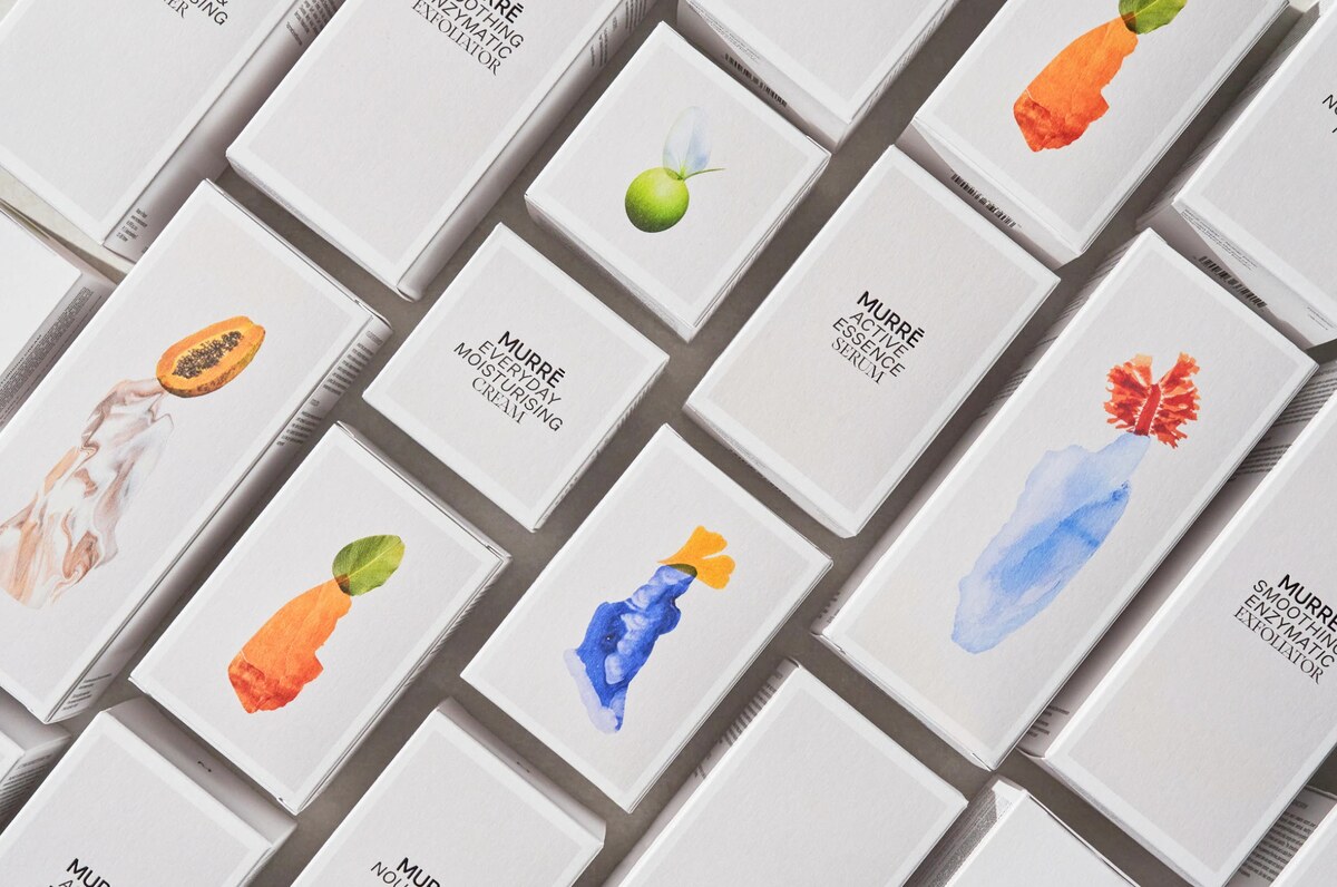 Cosmetics boxes packaging in watercolor style