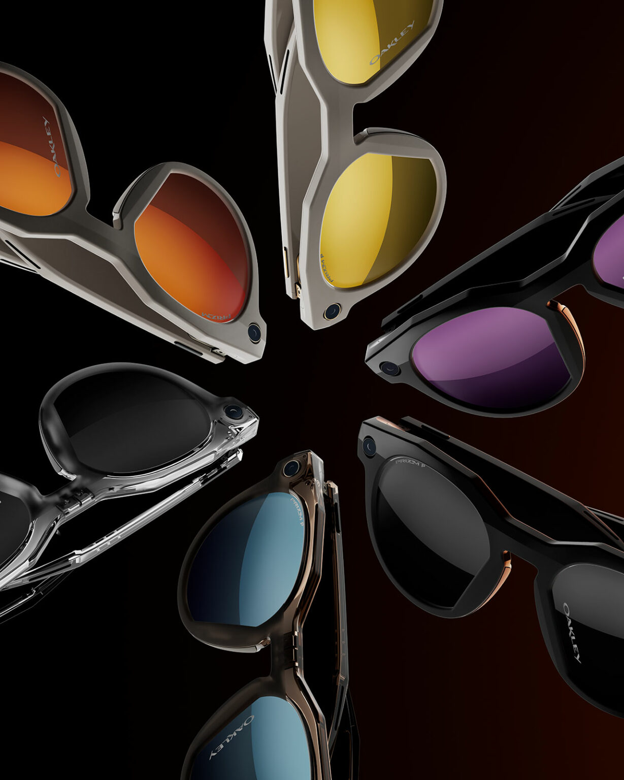 Different color Oakley and Meta smart glasses