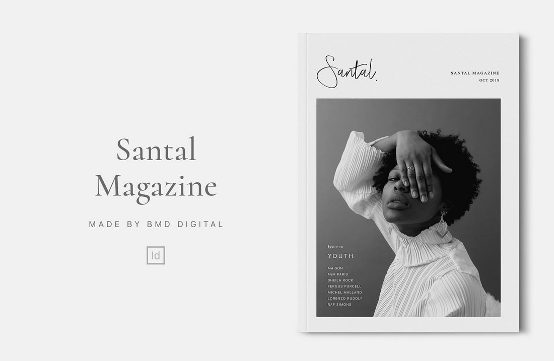 A free magazine template in black and white