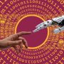 A human and robot hands