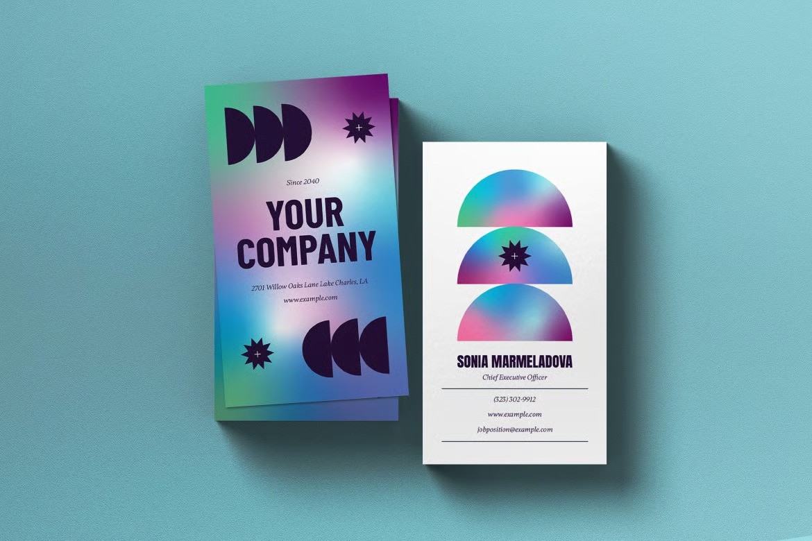 A blue gradient minimal business card template