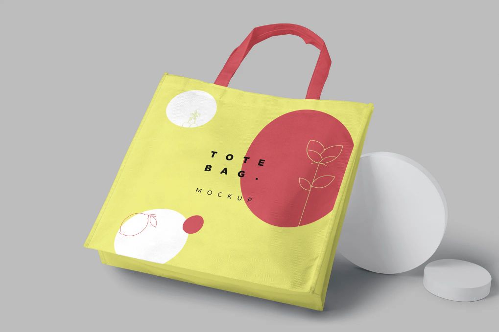 A canvas tote bag mockup set