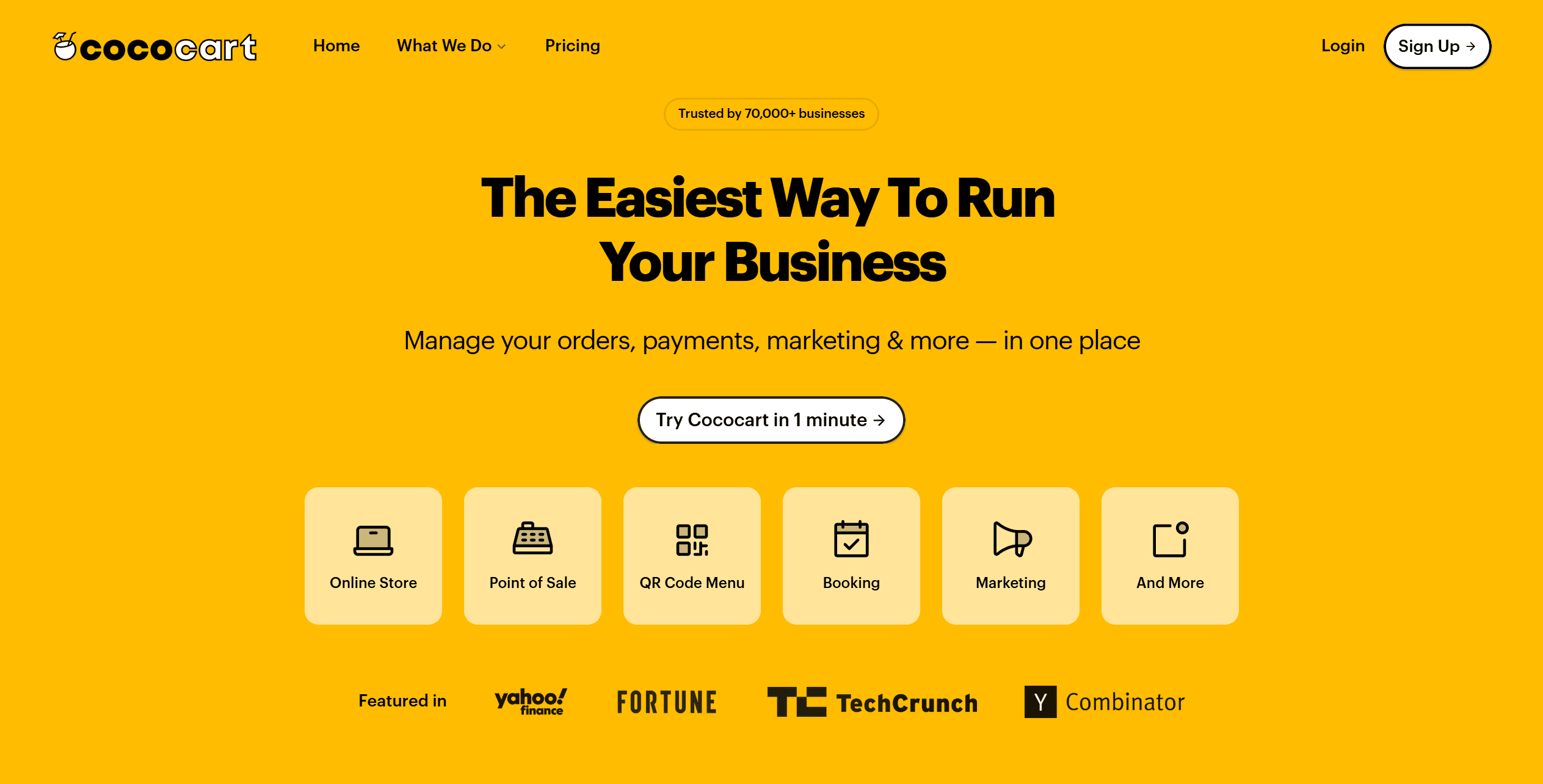 A cococart dark yellow website layout