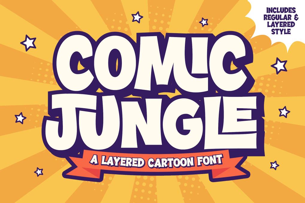 A layered cartoon font