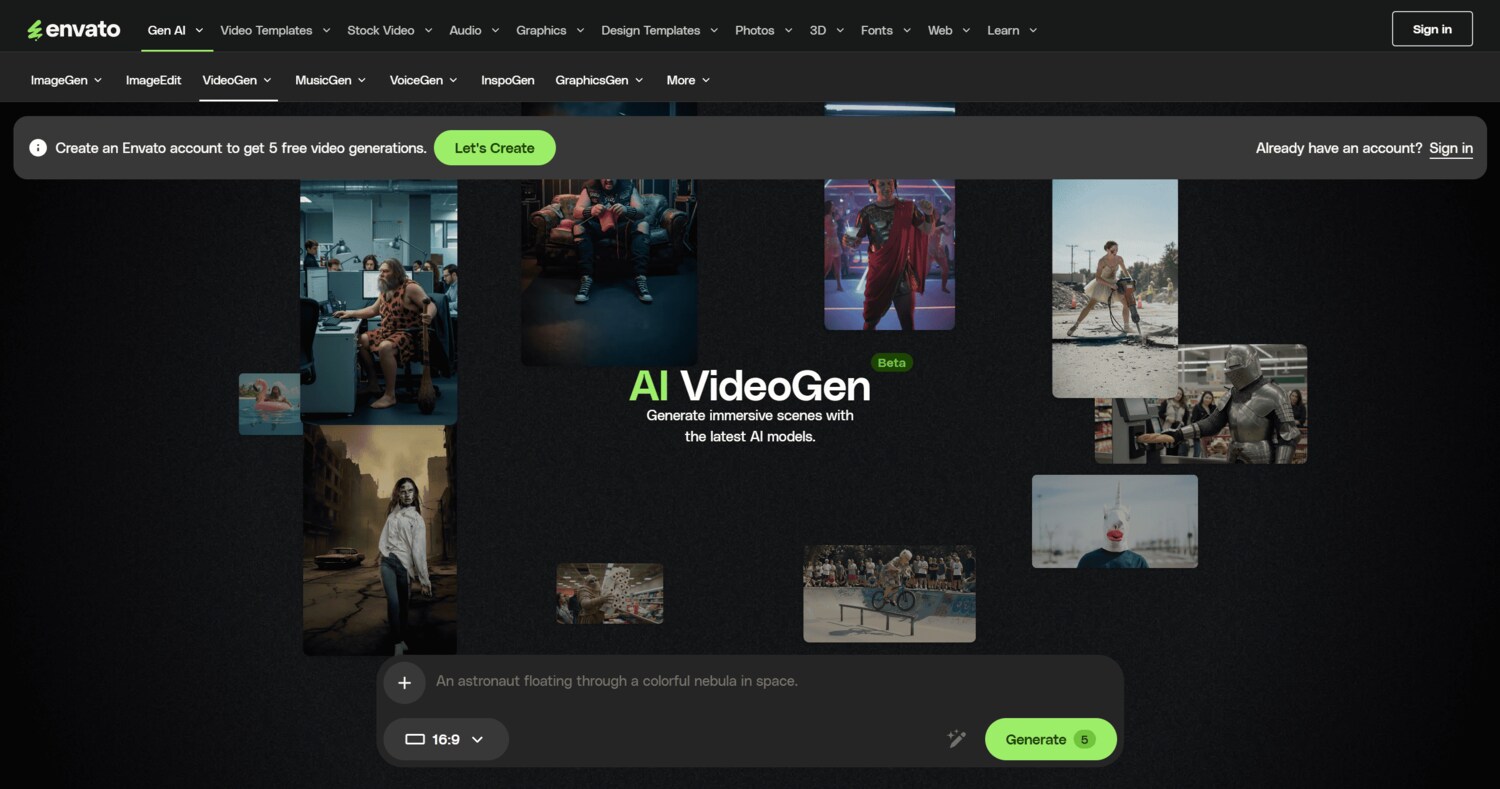 Envato AI video generator