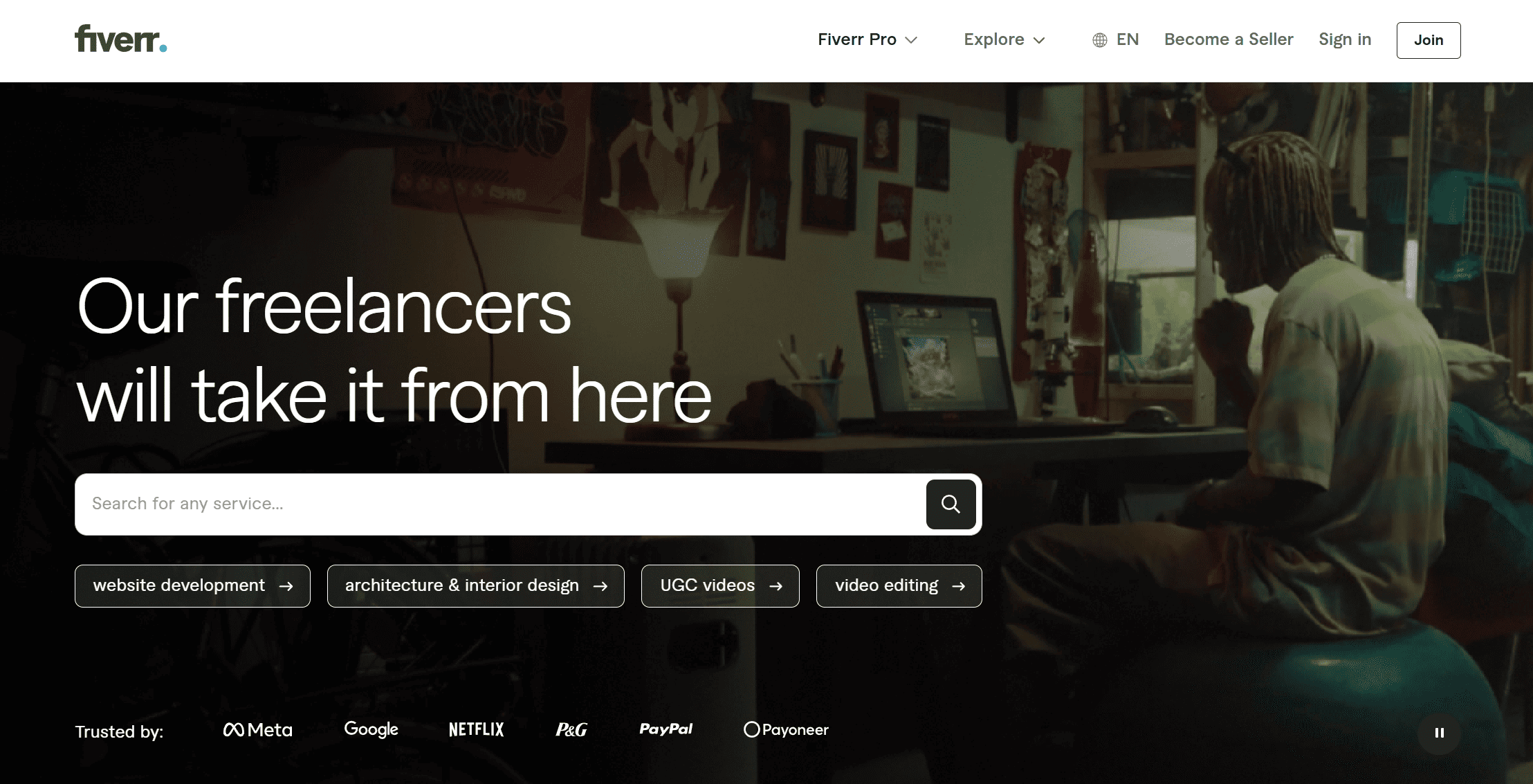 A Fiverr website layout
