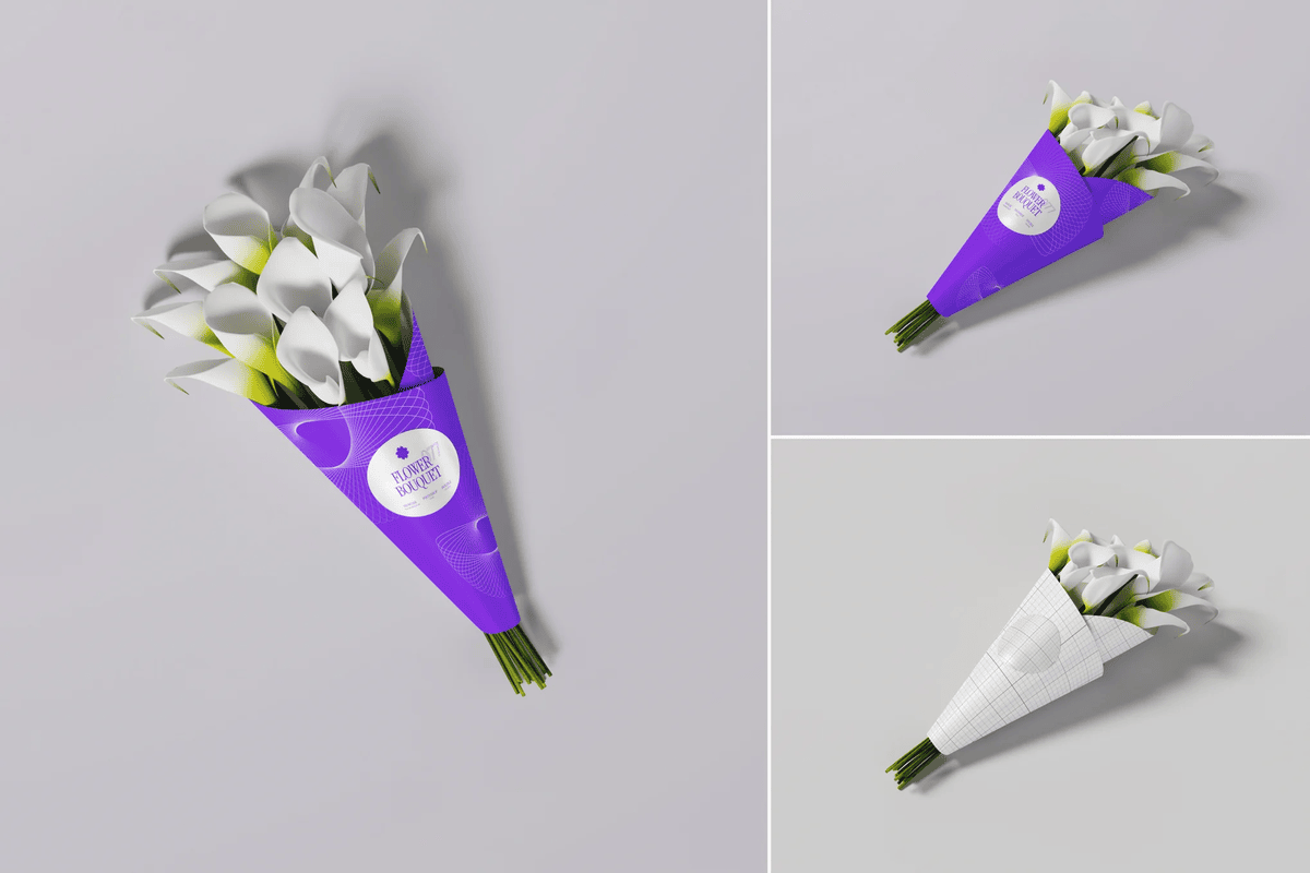 A flower bouquet mockup set