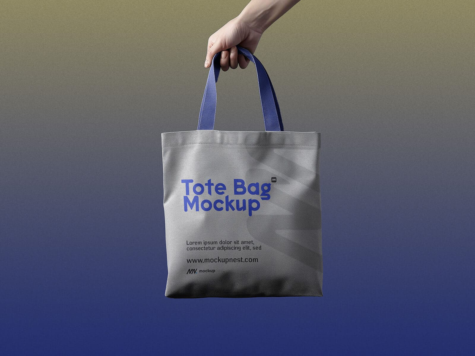 A free hand holding tote bag mockup