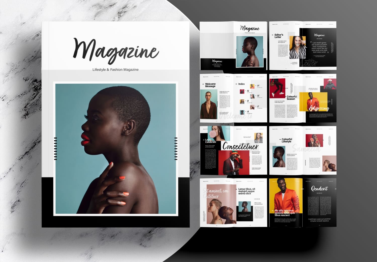 A free modern magazine layout template