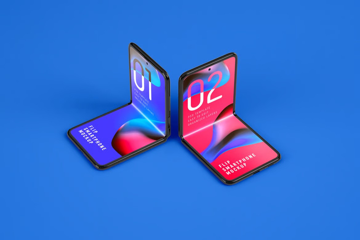 A folding phone mockup set