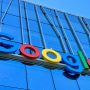 Google logo on blue building