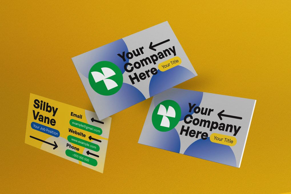 A gradient blue yellow business card template