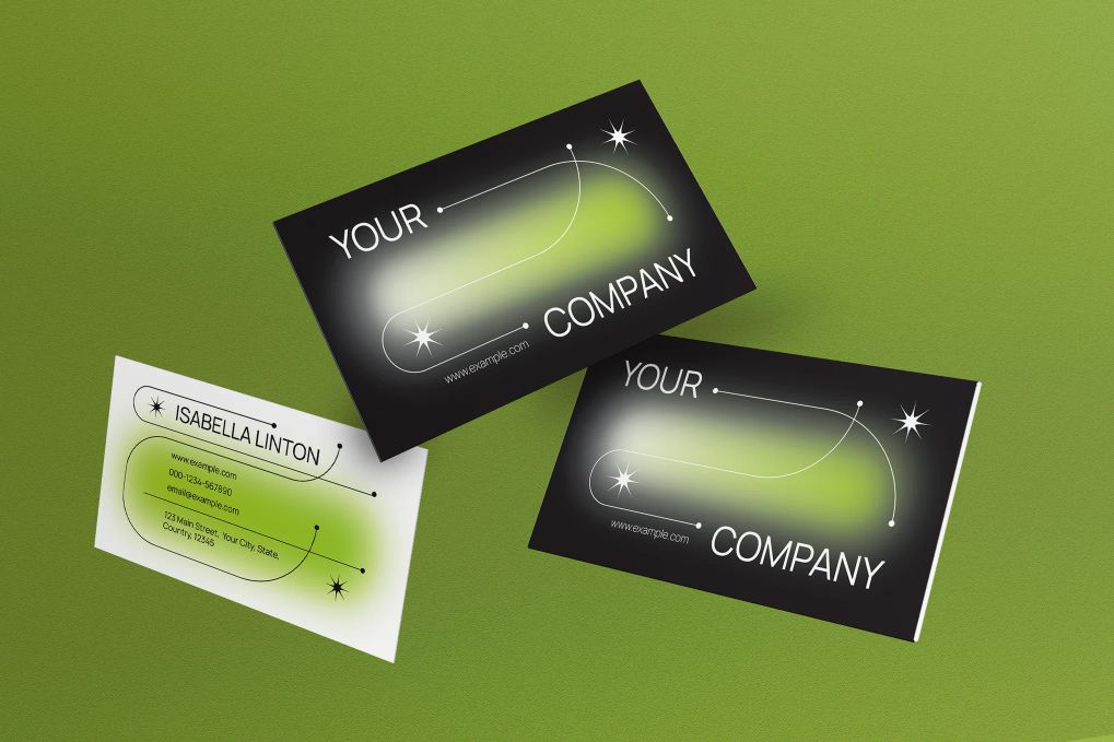 A green gradient business card template