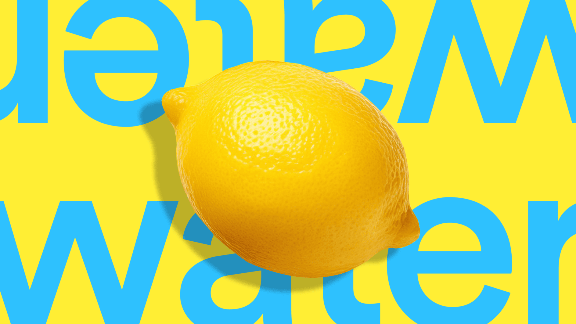 A lemon and blue text
