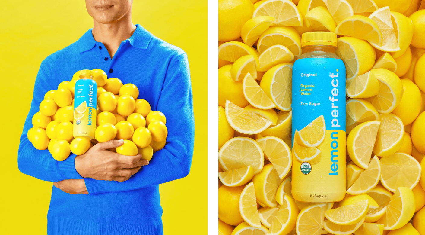 A man with full hand of lemons