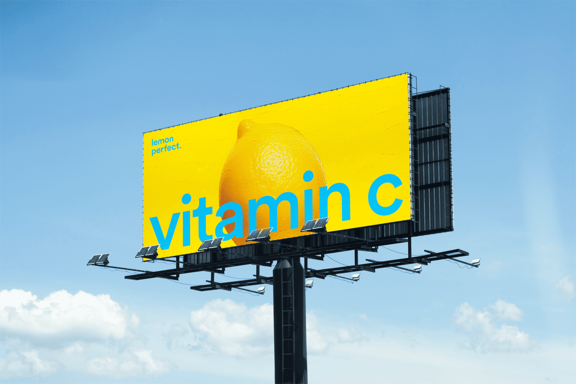 A billboard with lemon and text vitamin c