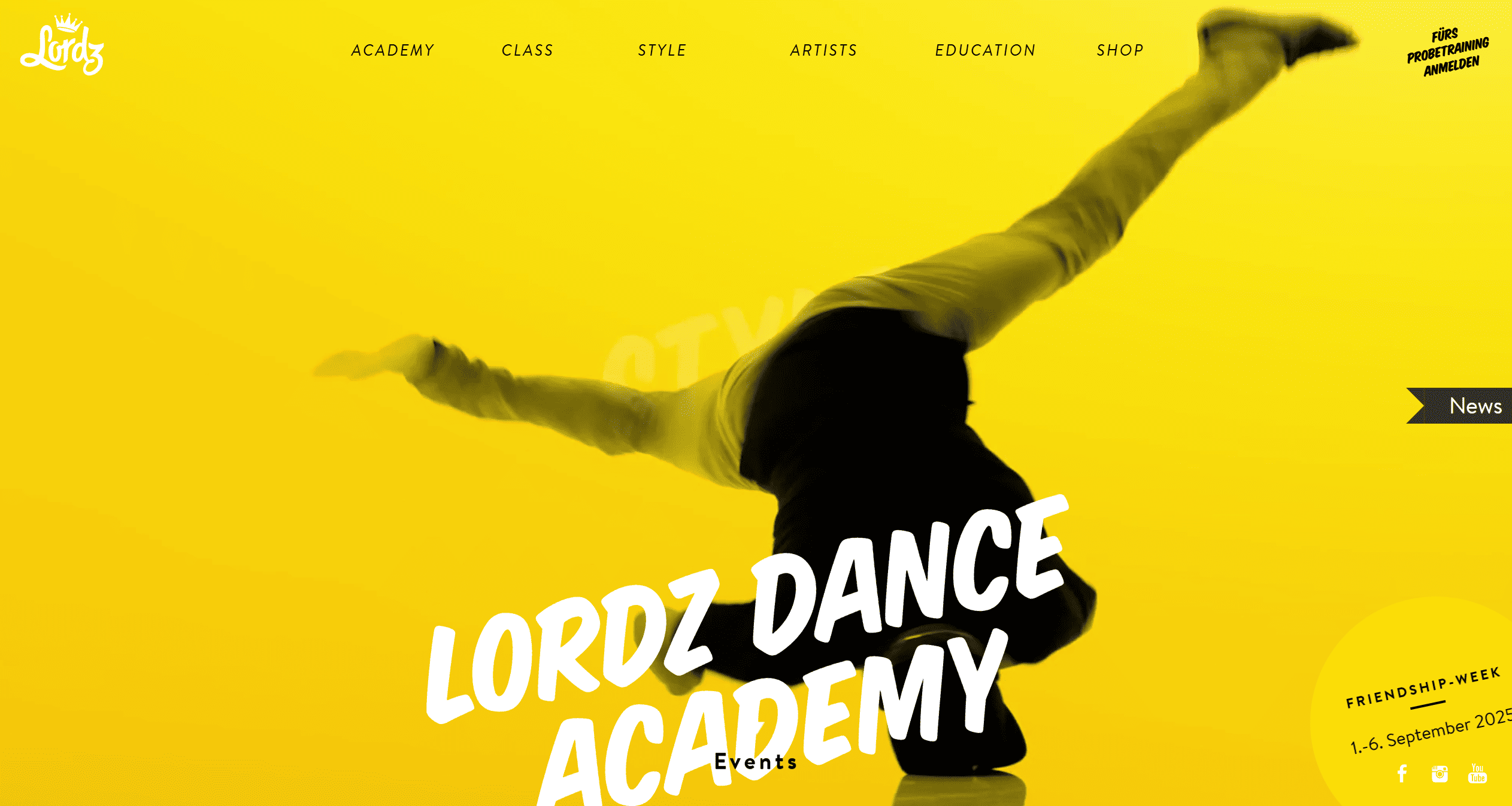 A dance yellow website layout