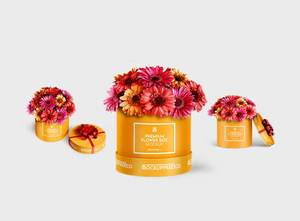 A free packaging flower mockup