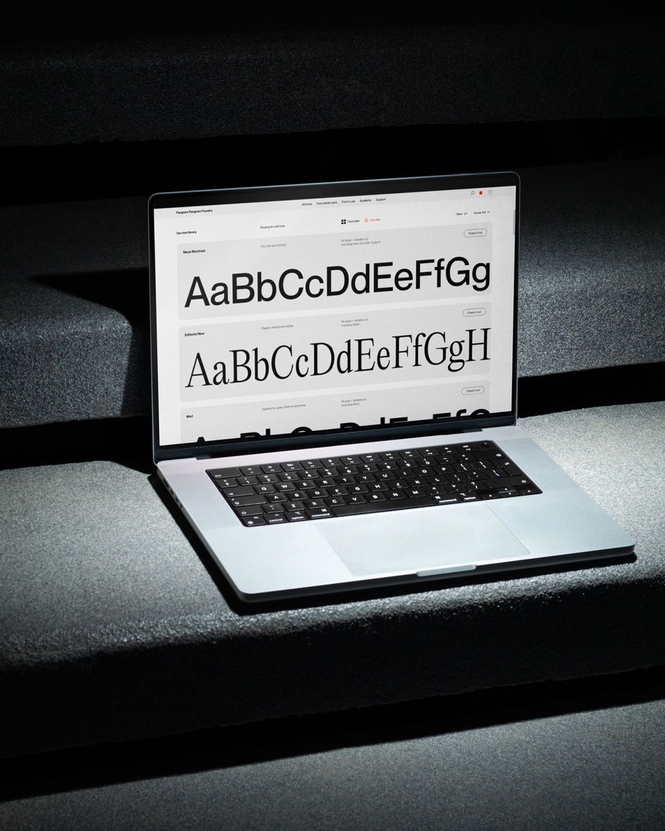 Pangram Pangram laptop with fonts