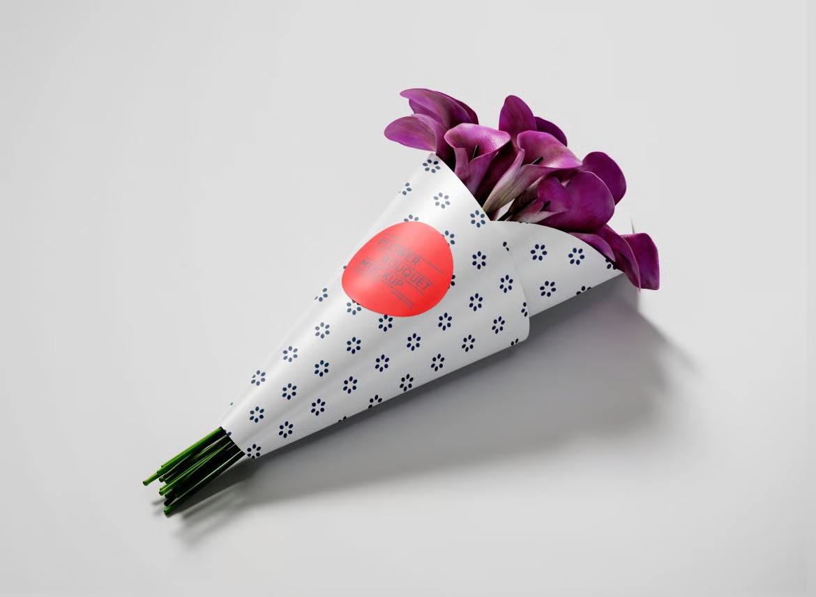 A paper flower bouquet mockup