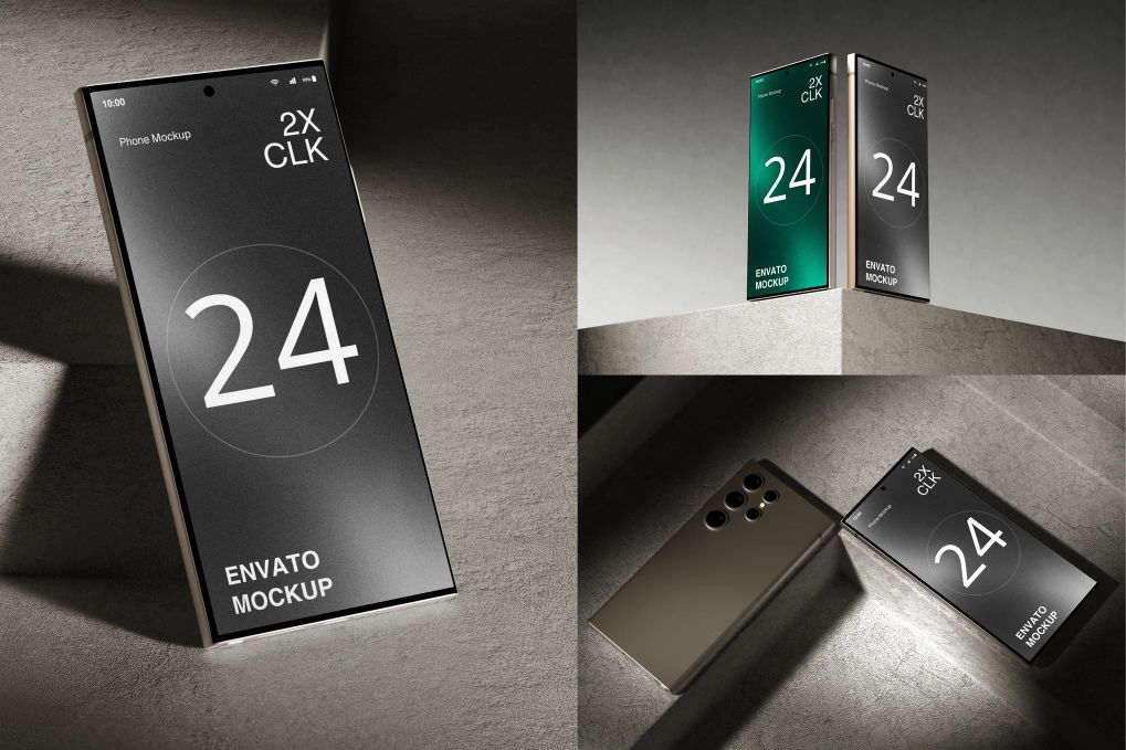 A gray phone mockups