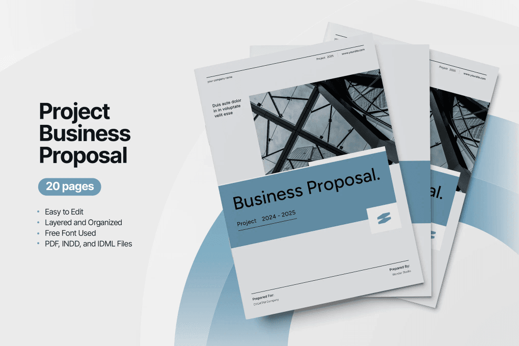 A blue project business proposal template