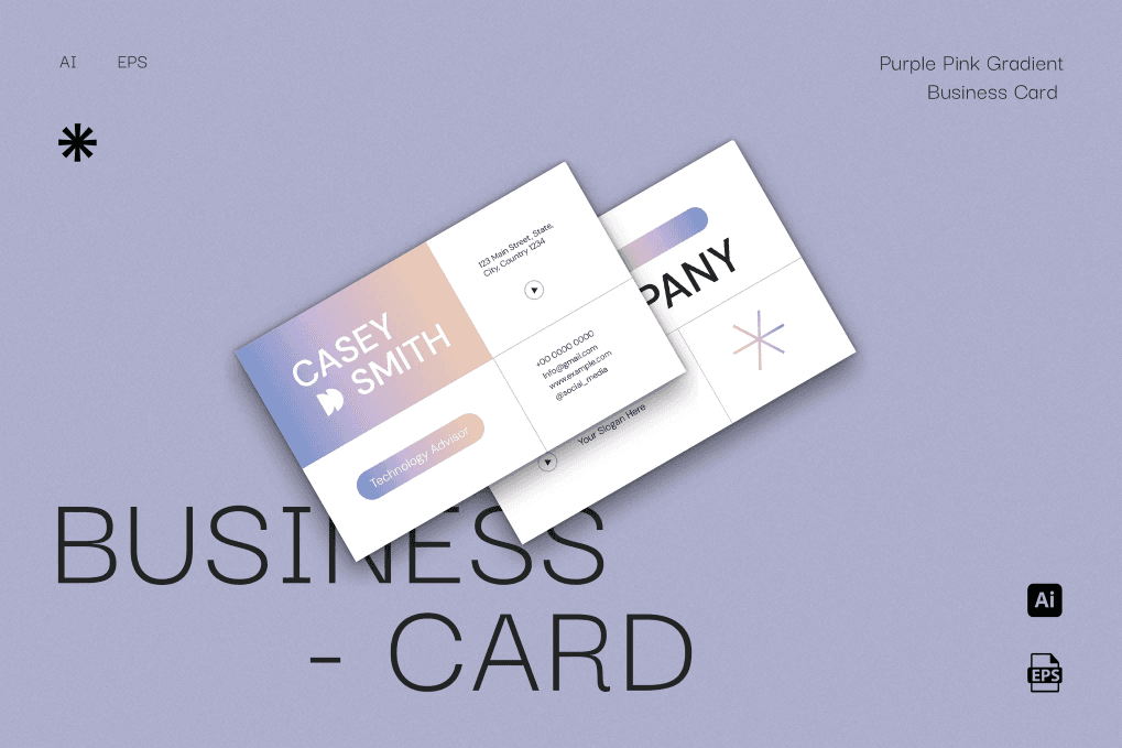 A purple pink gradient business card template