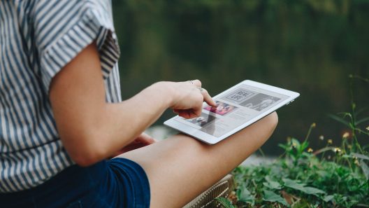 Woman using digital tablet