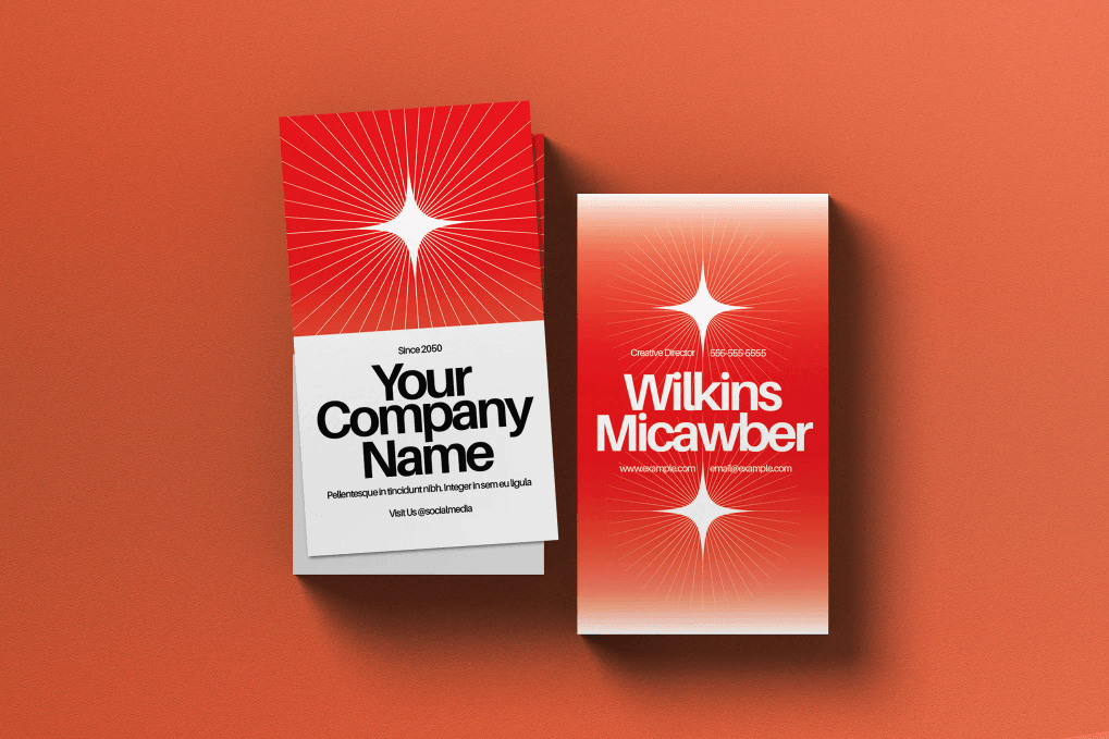A red geometric gradient business card template