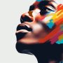 A black man with colored face