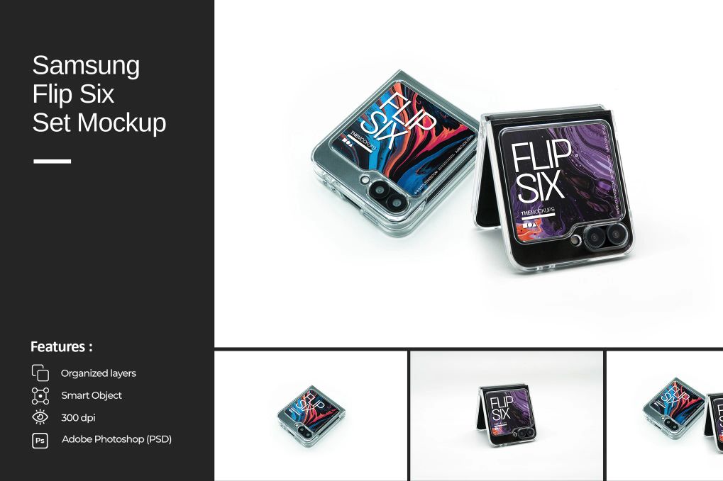 A Samsung Flip Six Mockup set