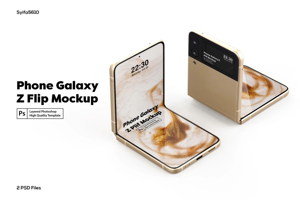 A foldable smartphone on white background