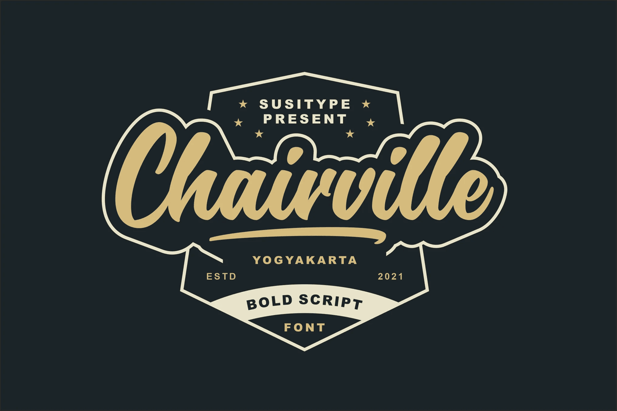 A script and handwritten badge font