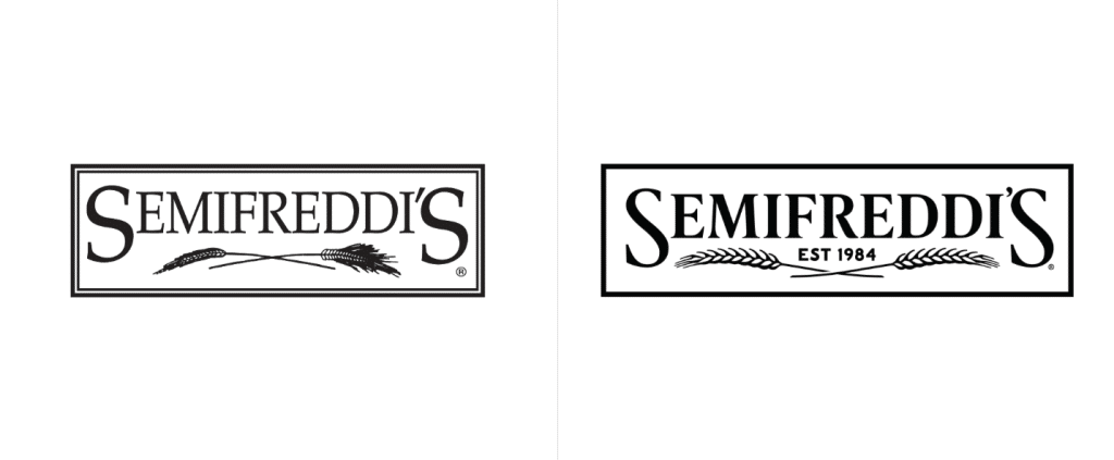 Semifreddis logo before and after