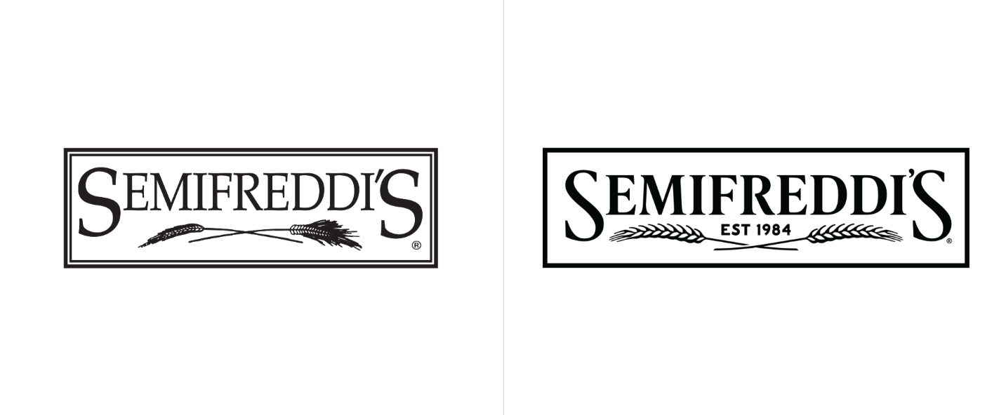 A Semifreddi's logo before and after