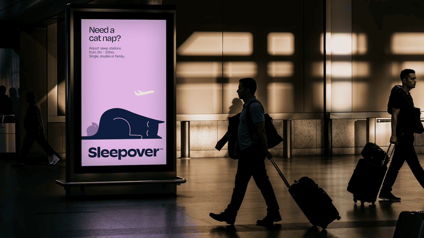 A sleepover advertisement at airport