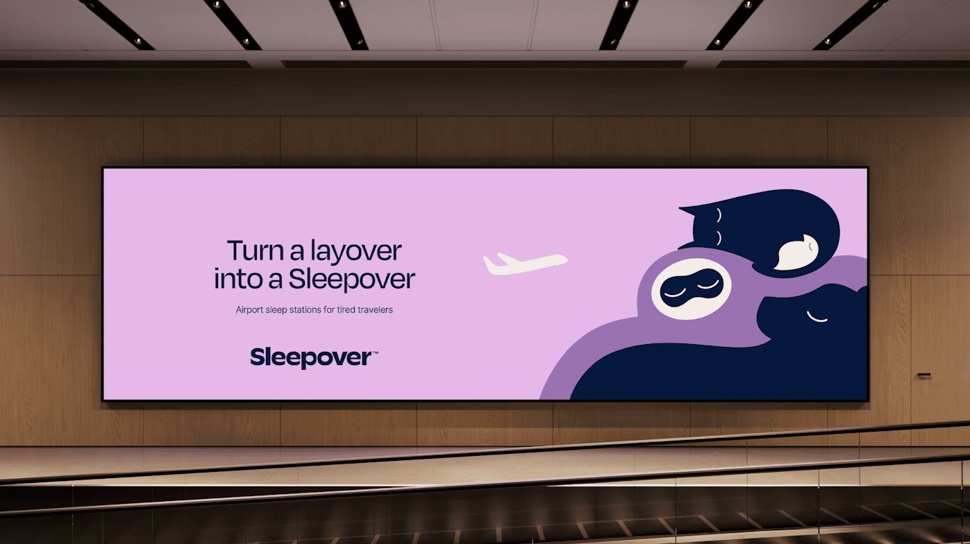 A sleepover advertisement at airport