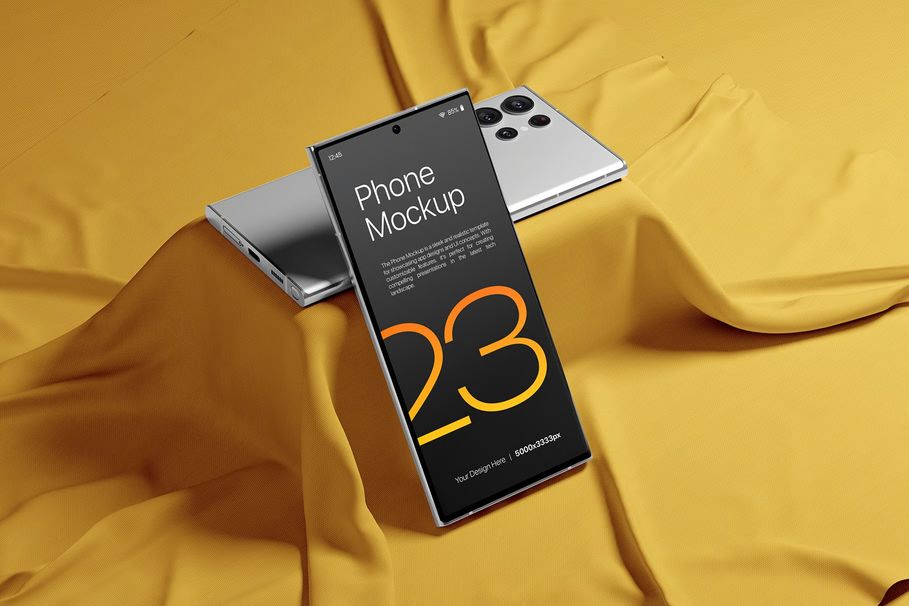 A smartphone laying on the fabric