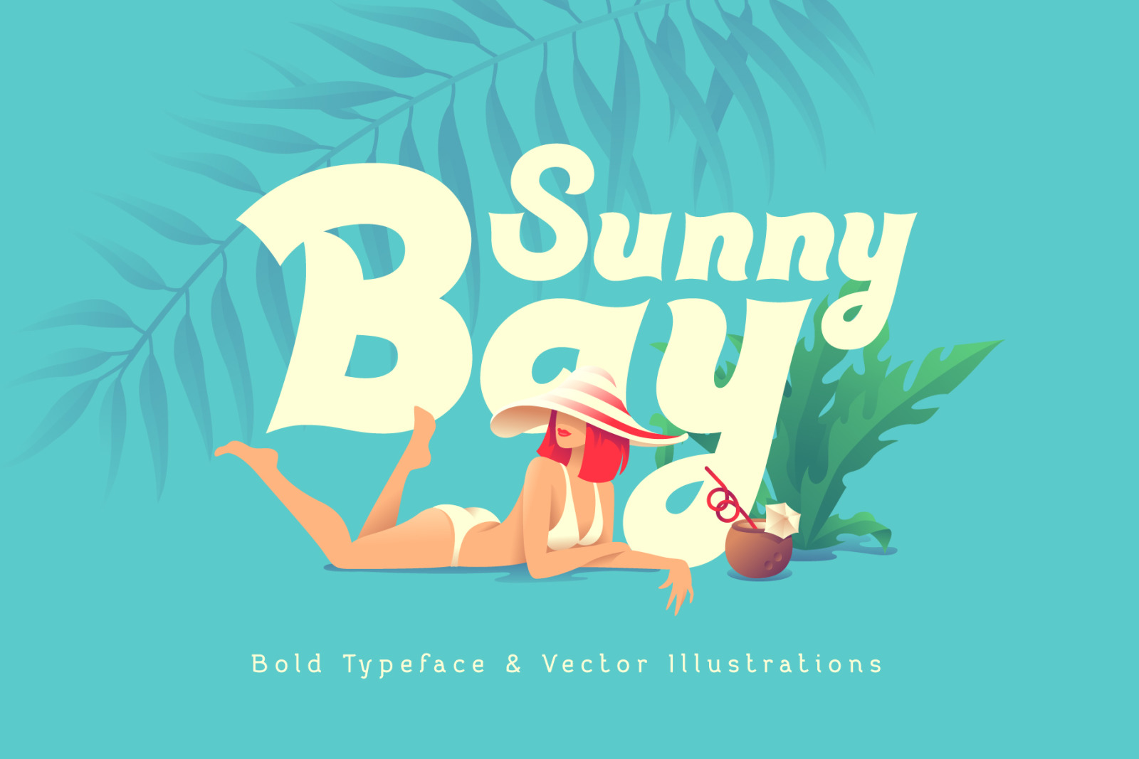 A bold typeface and vector illustrations