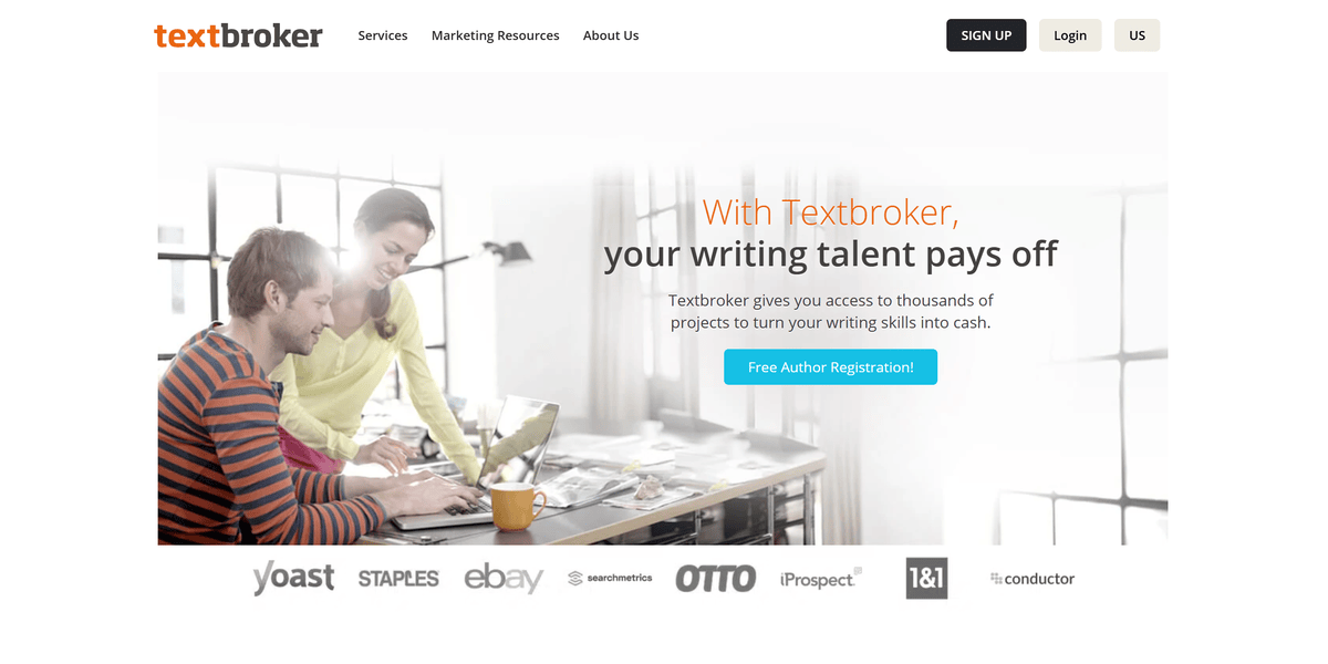 Textbroker website layout