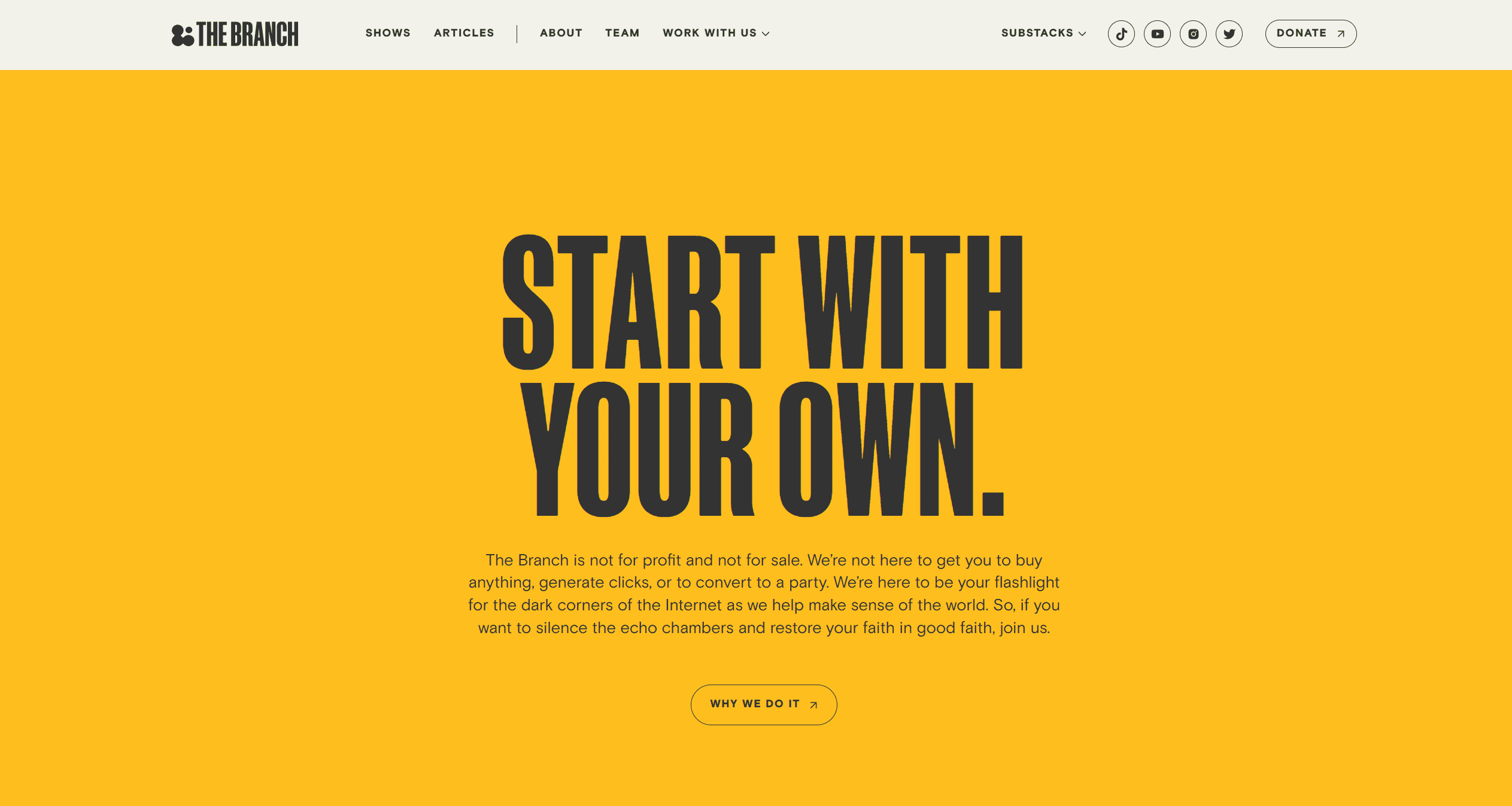 A dark yellow website layout