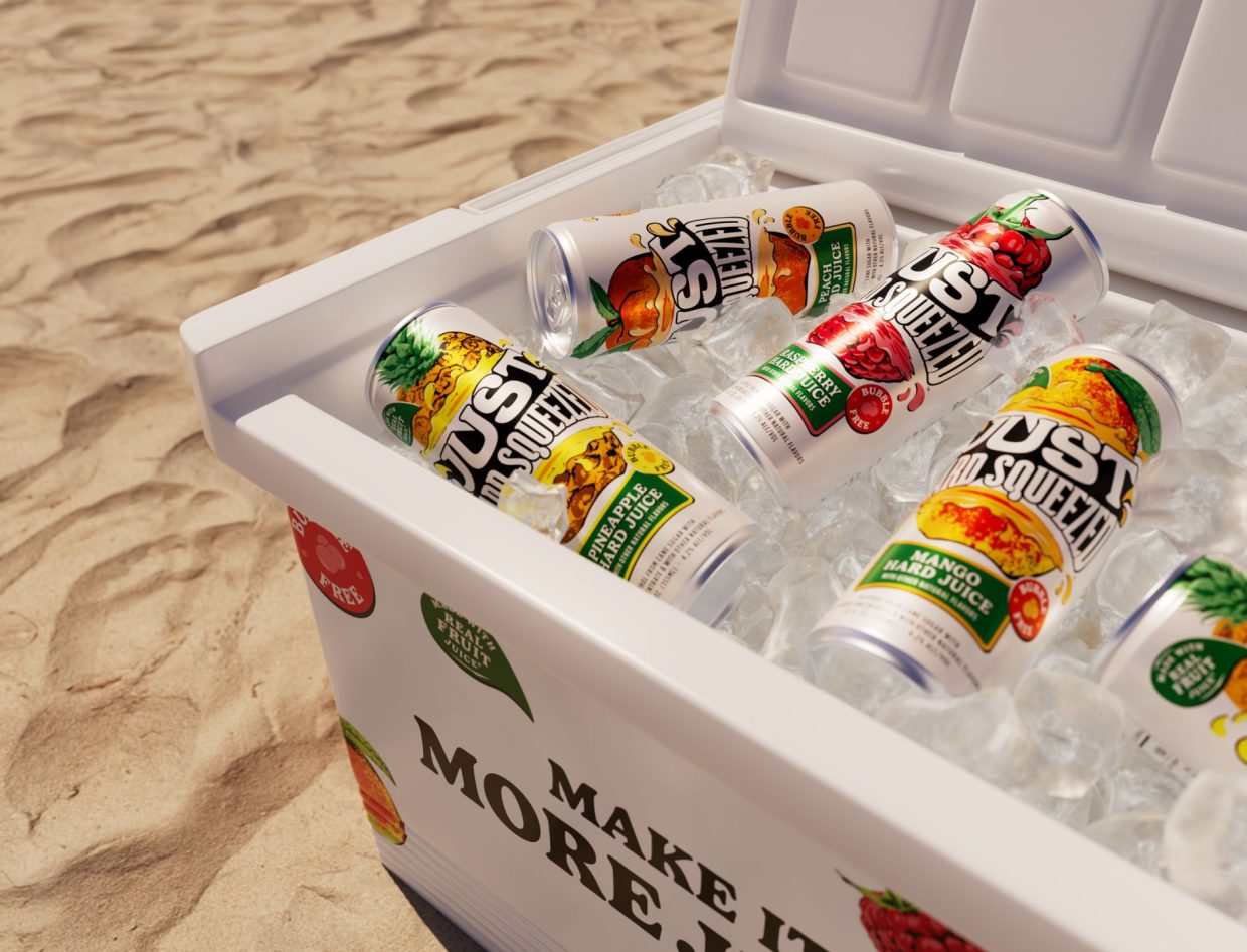 A box with beverage Just Hard Squeezed