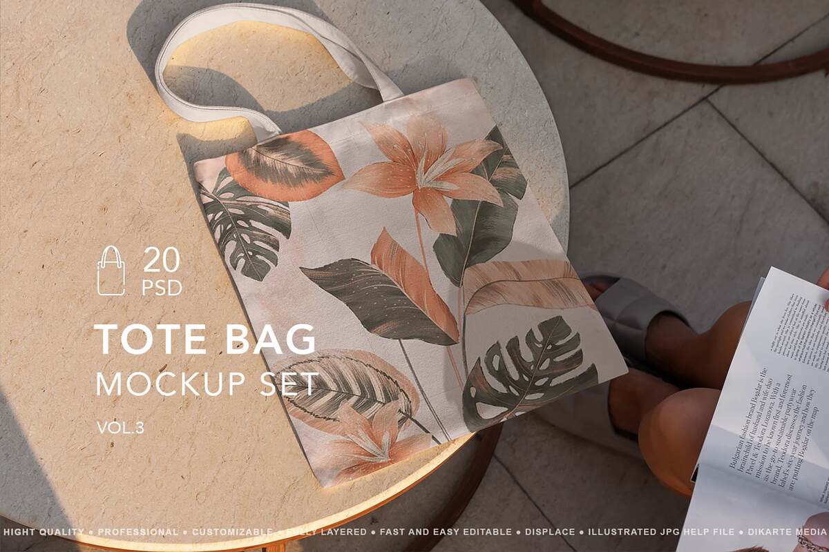 A tote bag mockup set