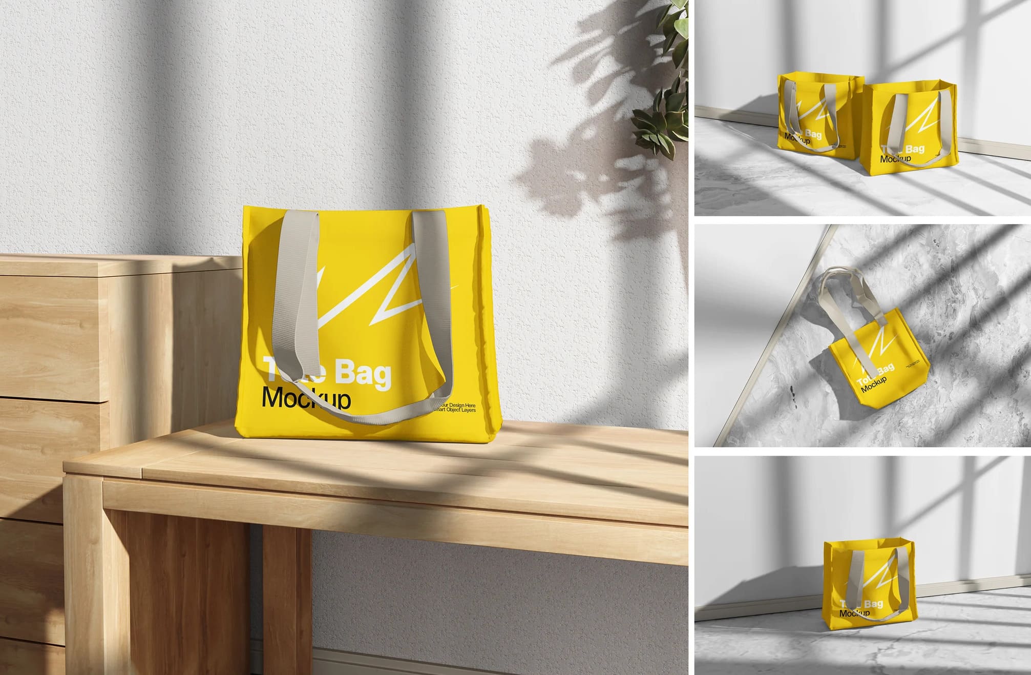 A tote bag scene mockup set