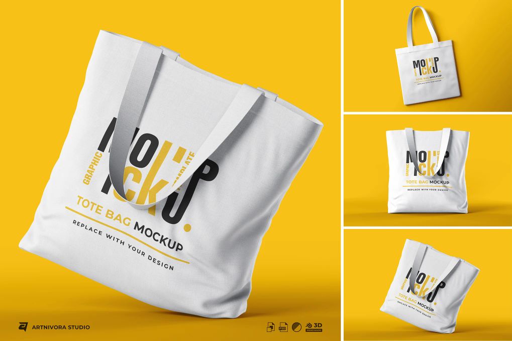 A tote bag mockup sets