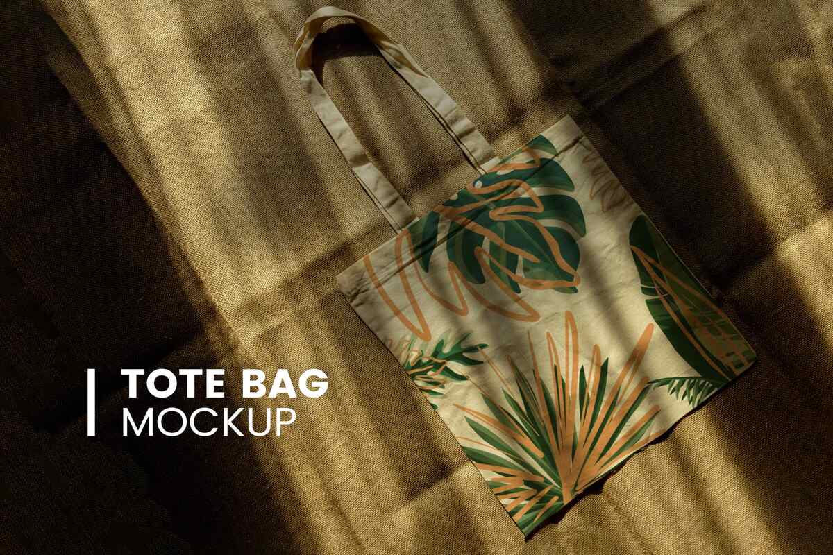 A tote bag mockup template with shadows