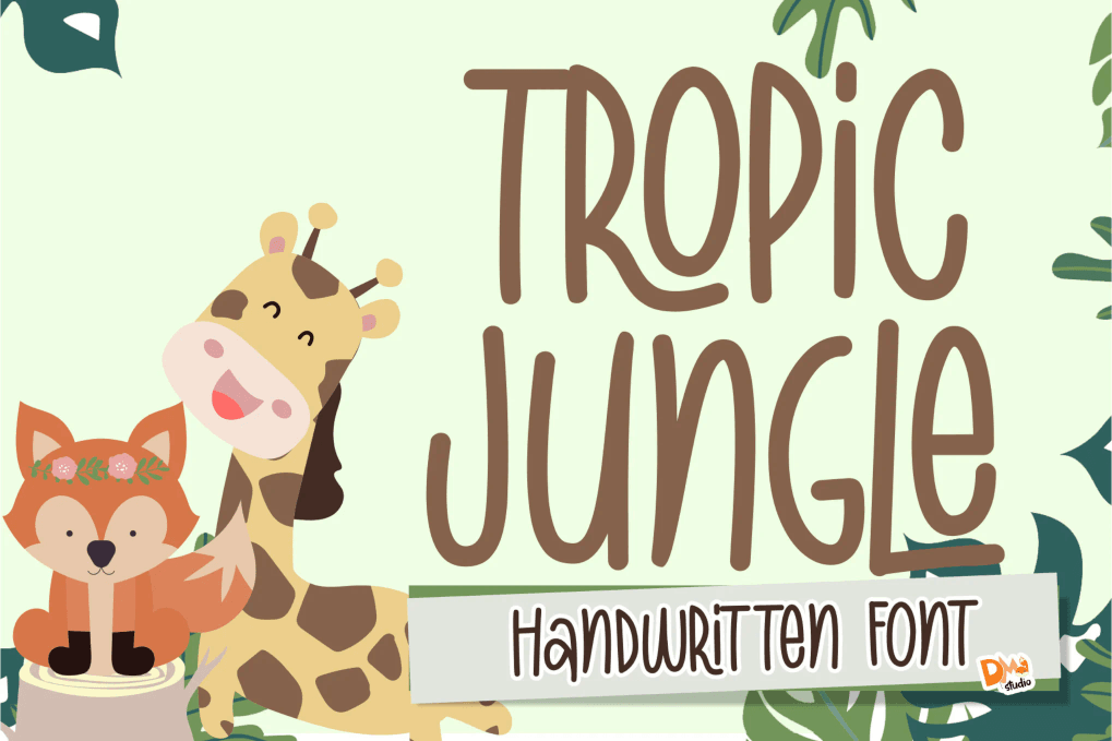 A handwritten jungle style font
