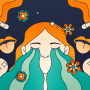 The illustration girl crying